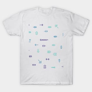 The icons and symbols of special characters are arrows in blue, blue, purple tones T-Shirt